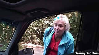 Old granny getting nailed in the auto