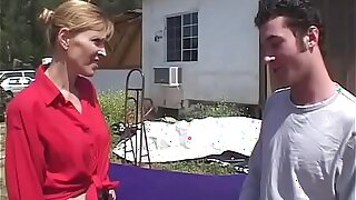 Blonde milf fucked by a young slacker